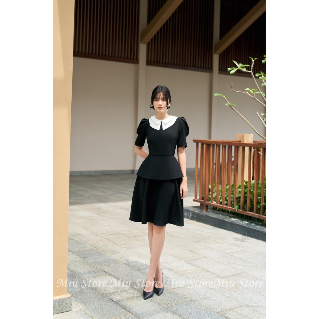 D00590 - Đầm White Collar dáng xoè hàng thiết kế cao cấp Miu Store