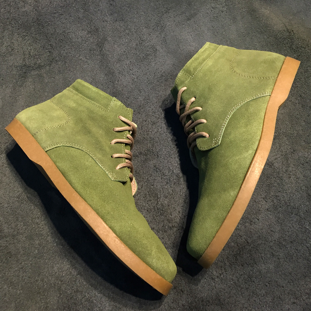 Giày nam cao cổ buộc dây da bò lộn cao cấp màu xanh  Olive 1929 Sr7 - Giày boots nam cao cổ buộc dây