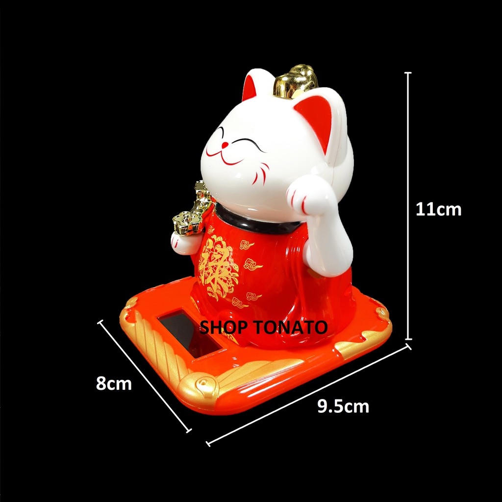 MÈO THẦN TÀI, MÈO MAY MẮN MANEKI NEKO 23006 SỬ DỤNG NĂNG LƯỢNG MẶT TRỜI CAO 11CM