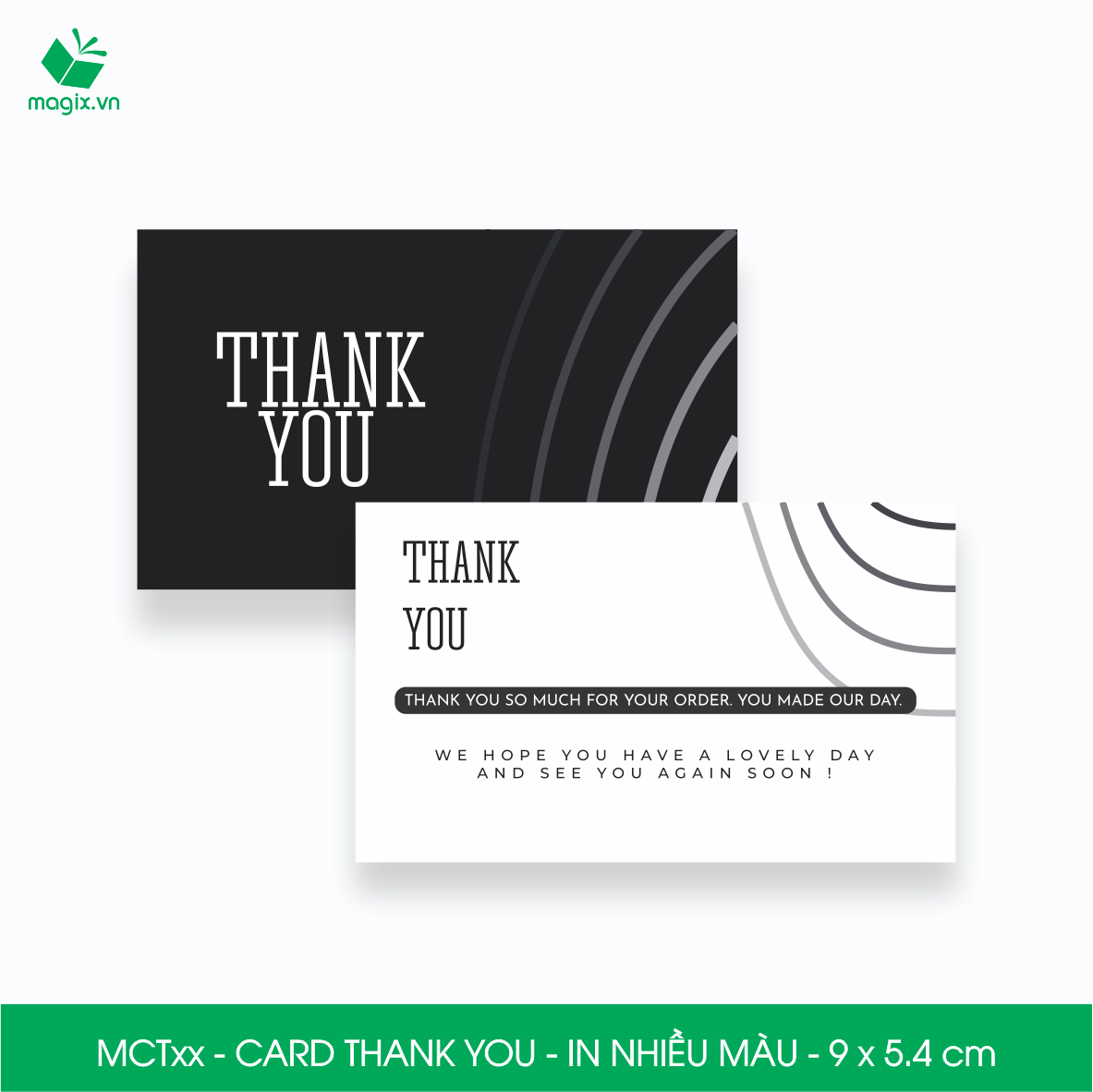 MCT - 9x5.4 cm - 50 Card Thank you, Thiệp cảm ơn khách hàng, card cám ơn cứng cáp sang trọng