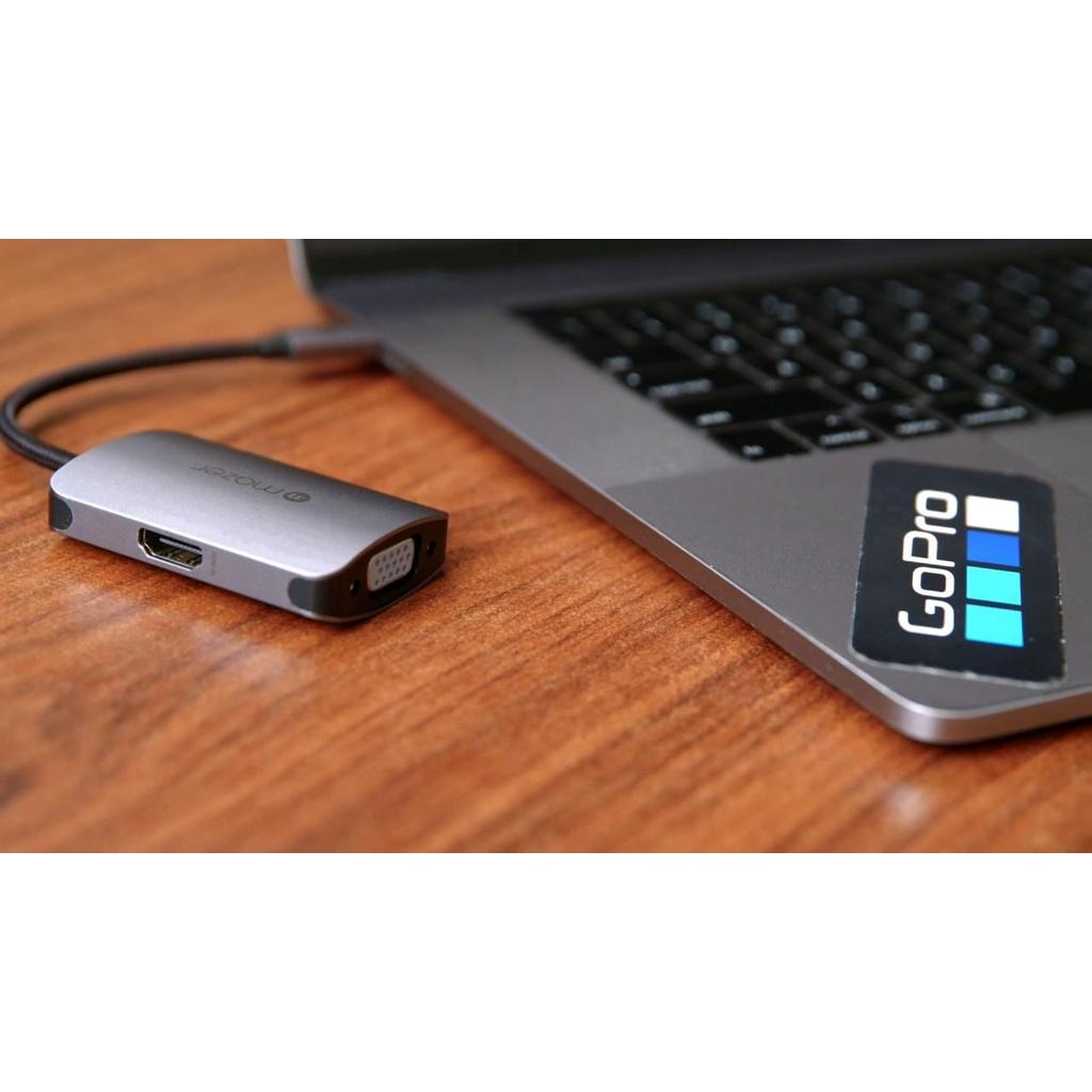 Cổng Chuyển Đổi Mazer USB-C to 4K-HDMI+VGA Dual Display Adapter, Vỏ chất liệu Aluminum giúp giảm thiểu nhiễu điện từ Hàng Chính Hãng