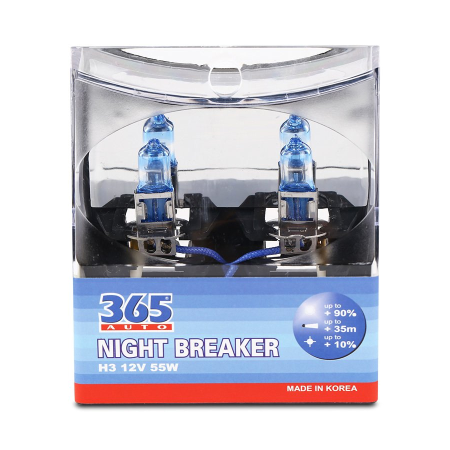 Bộ 2 Bóng Đèn Ô Tô H3 Night Breaker 12V 365- Auto (55W) - Xanh