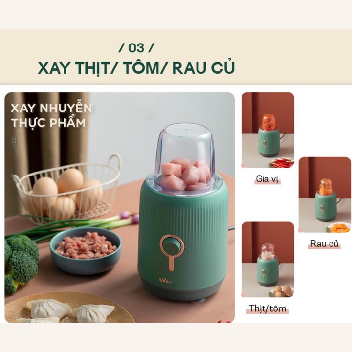 Máy Xay ăn Dặm Đa năng 3 Cối BEAR Xay Thịt, Xay Đồ Khô, Xay Đồ Ăn Dặm Công Suất Lớn BL-B10V2 - Hàng chính hãng