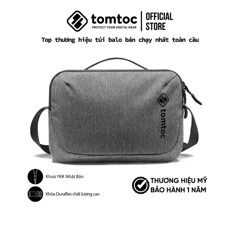 TÚI ĐEO ĐA NĂNG TOMTOC (USA) CROSSBODY FOR TECH ACCESSORIES AND IPAD 10.5/PRO 11INCH/TABLET/NOTEBOOK 11INCH GRAY H02-A01G - Hàng Chính Hãng