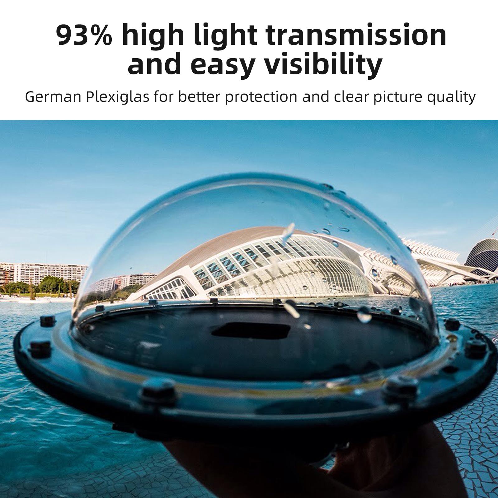 Telesin 6 '' Mái vòm Port 30m Vỏ vỏ không thấm nước cho GoPro Hero 5 6 7 8 9 10 11