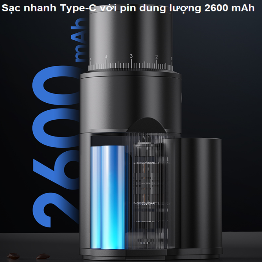 Máy xay hạt cà phê Espresso cầm tay, dùng pin thương hiệu Mỹ cao cấp HiBREW G5 MINI - Hàng chính hãng