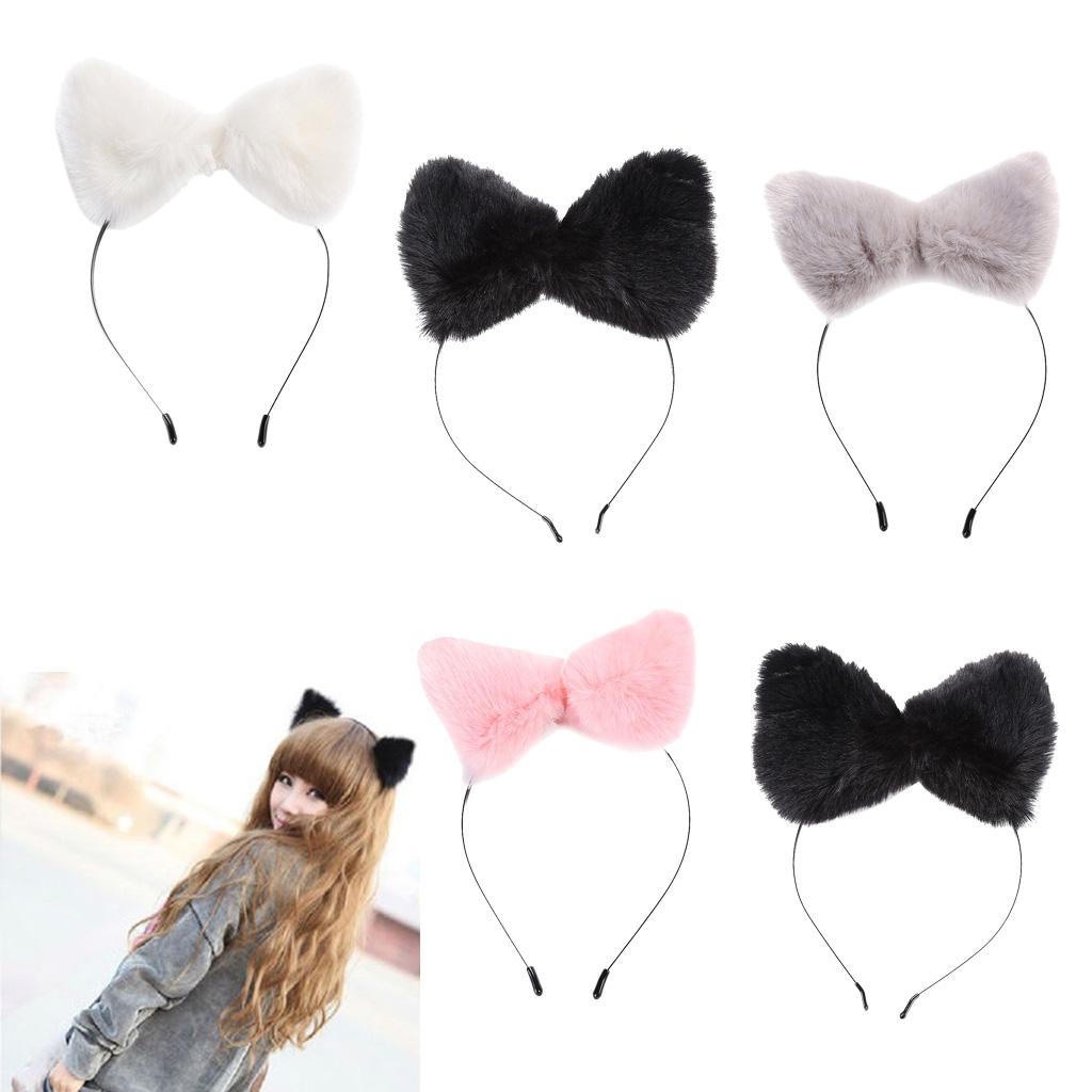 Cat Ears Hairband Hair Clip Accessories Plush Elastic Party Halloween Cosplay Costume