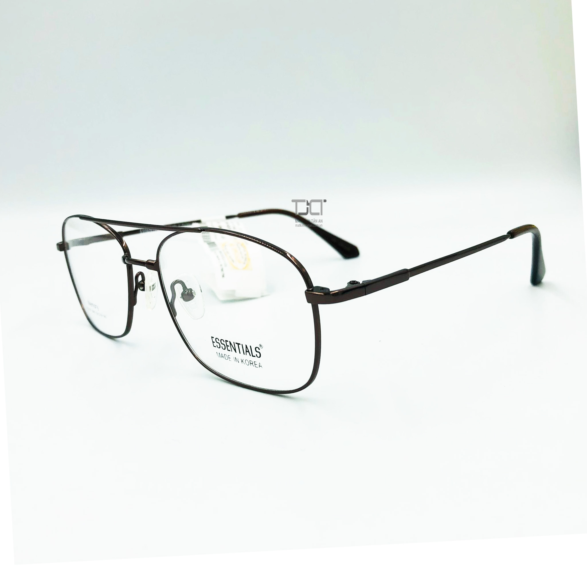 Gọng kính nam, 2 cầu kính, titanium, gọng dẽo, hàng chính hãng essentials E50007