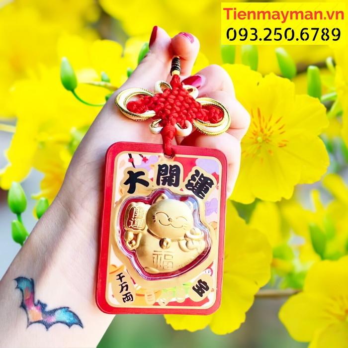Bao lì xì Dây Treo Mèo Thần Tài Mạ Vàng Đại Cát Đại Lợi Chiêu Rước Tài Lộc Phong Thủy May Mắn, Tiền lì xì tết 2023 , NELI