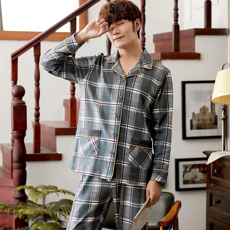 Đồ bộ PIJAMA NAM dài tay họa tiết Caro nam tính, chất Cotton 100% thông thoáng mùa hè, style Hàn Quốc thời thượng