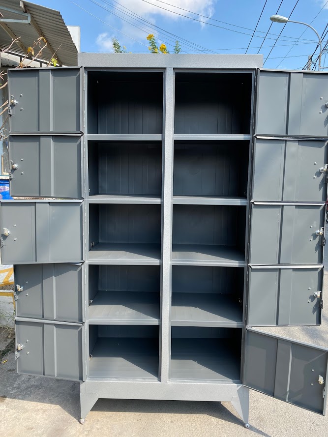 Tủ hồ sơ 10 cửa sơn dầu dành cho văn phòng màu xám ghi