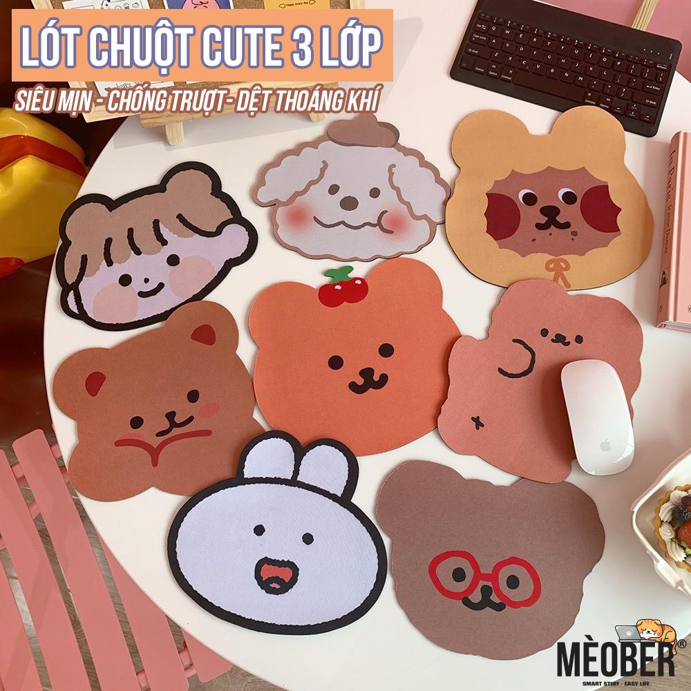 Lót Chuột Máy Tính Phong Cách Cute, 3 Lớp, Chống trượt, Siêu mịn, dệt thoáng khí