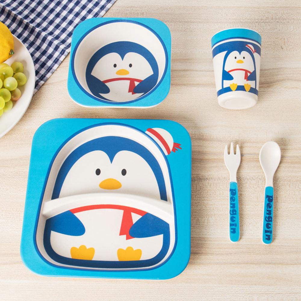 Trẻ Em Món Ăn Bộ Đồ Ăn 5 Cái/bộ Kid Đĩa Dùng Tiệc Gia Sáng Tạo Hoạt Hình Sợi Tre Tự Nhiên Chén Ăn Cho Bé Món Ăn