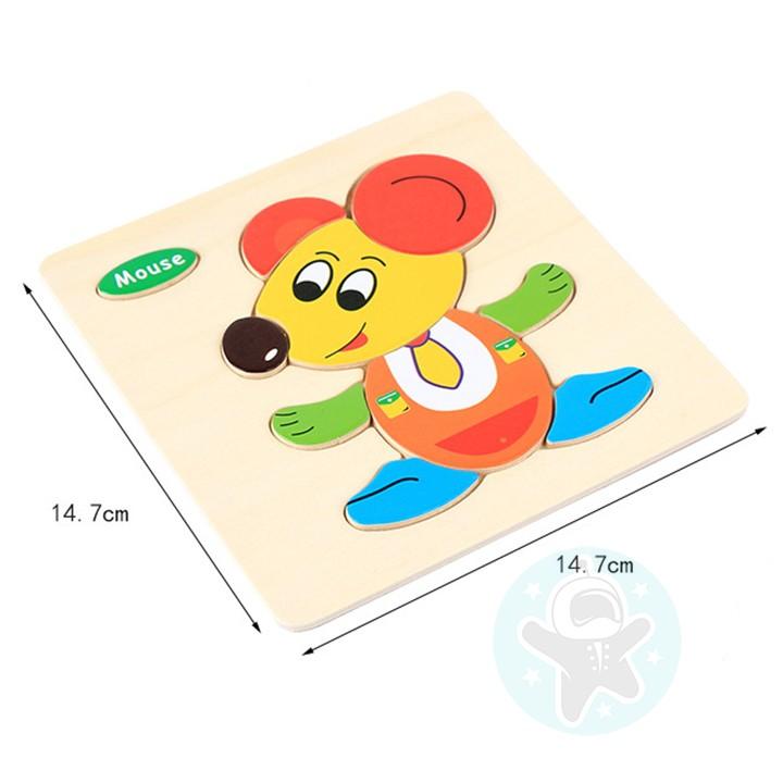 Đồ chơi gỗ cho bé Combo 10 tranh xếp hình gỗ 3D đơn giản cho trẻ em từ 1 đến 5 tuổi SK01