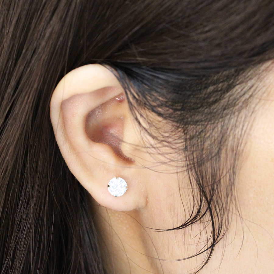 Bông tai nữ bạc 925 - Khuyên tai bạc nữ đẹp đính đá BTN0044