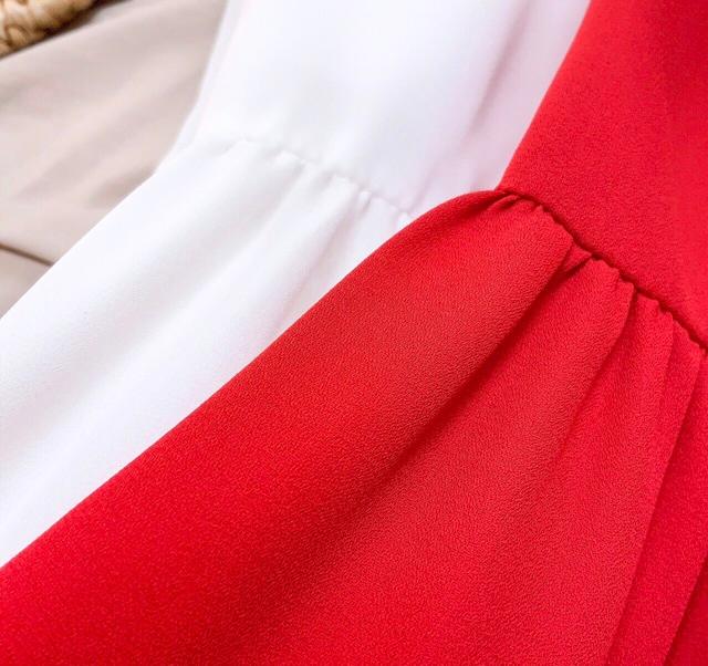 Maxi trơn tay lỡ xếp tầng phối ngực xếp ly