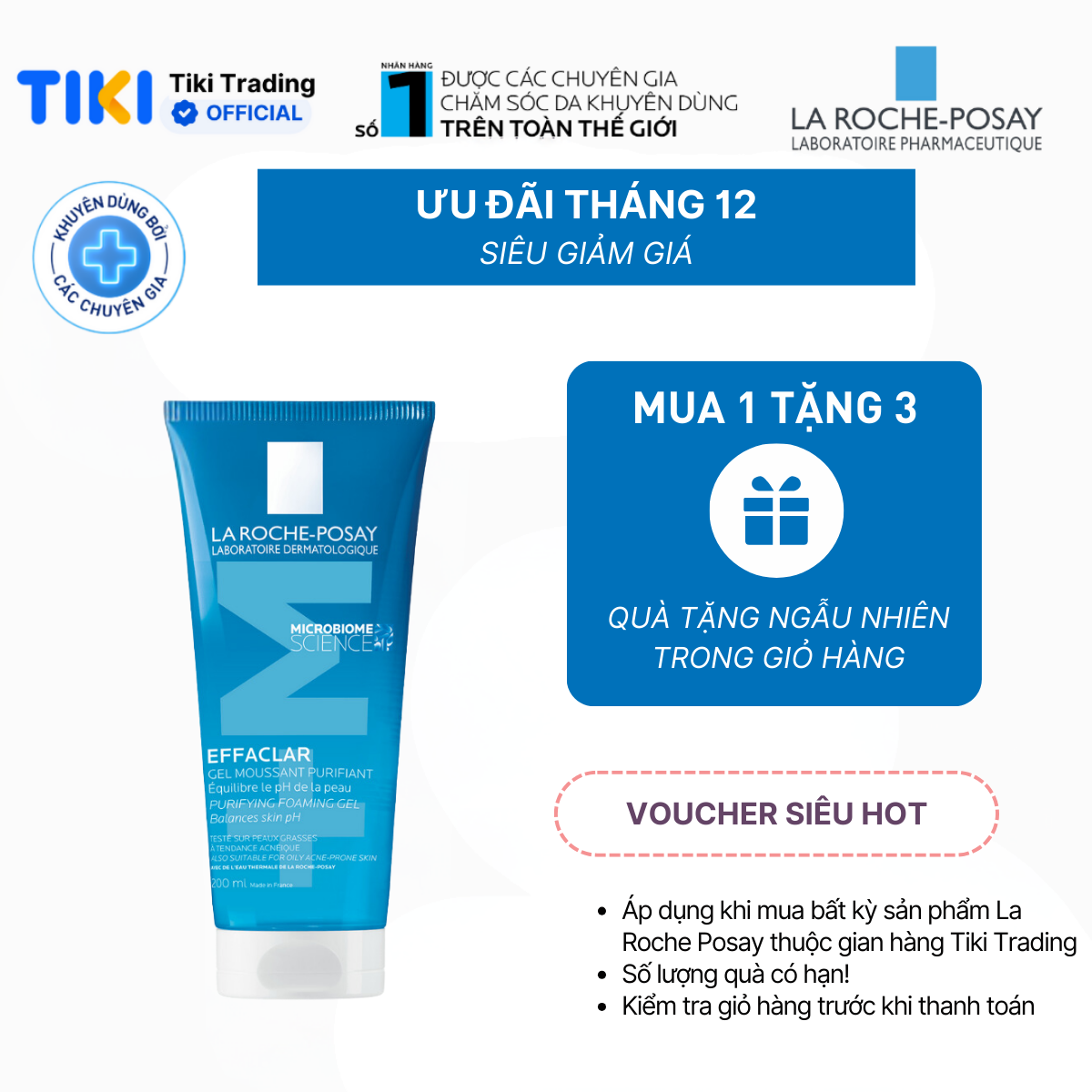 Gel rửa mặt cho da dầu nhạy cảm La Roche-Posay Effaclar Foaming Gel 200ml