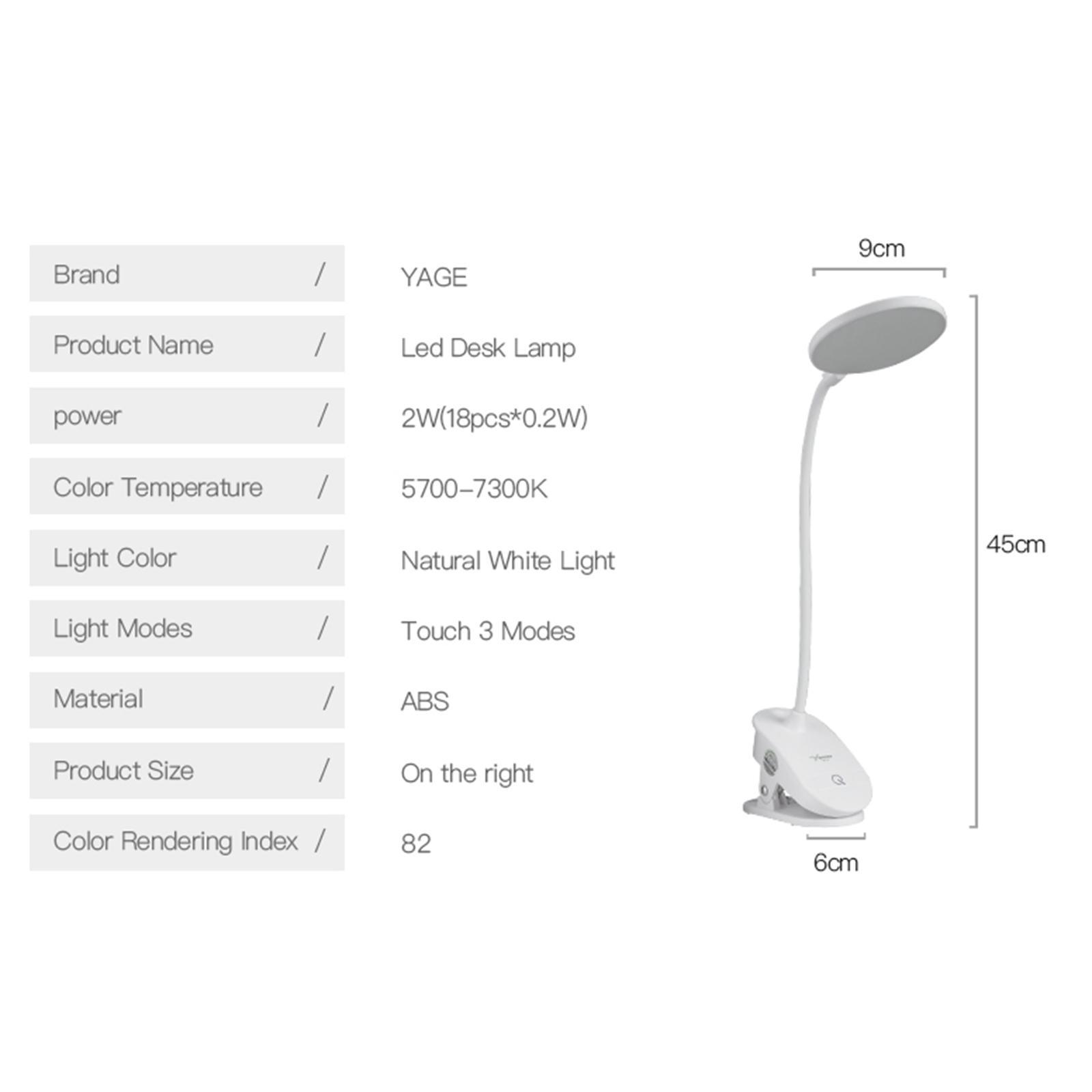 USB Clip On   Desk Lamp Dimmable Bed LED Night   Lamp White