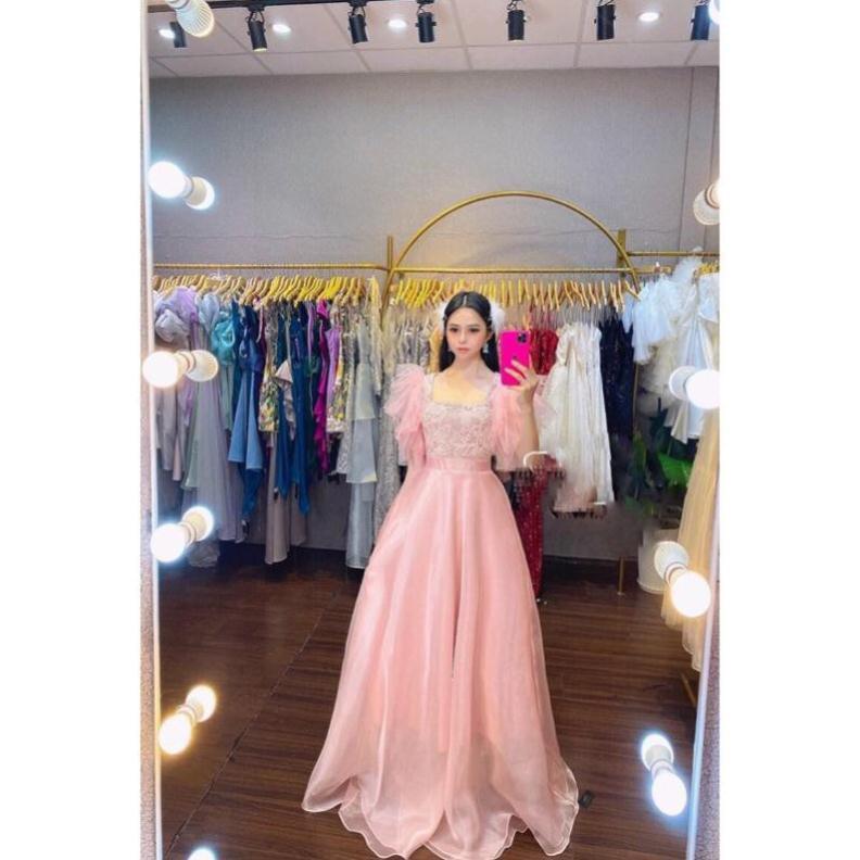 ĐẦM MAXI TAY LOA KẾT CƯỜM HOA NỔI - CÓ SIZE M/L ĐẾN 57KG - MS256V MMR