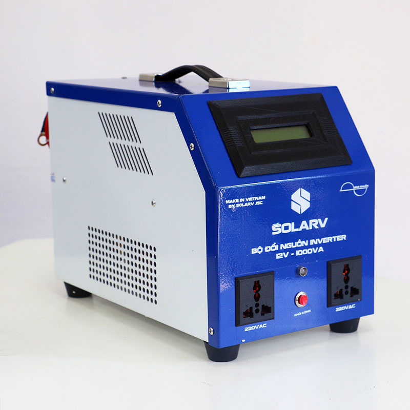 Bộ Đổi Nguồn / Kích Điện Sine 1000VA có sạc lưới, màu xanh dương SolarV