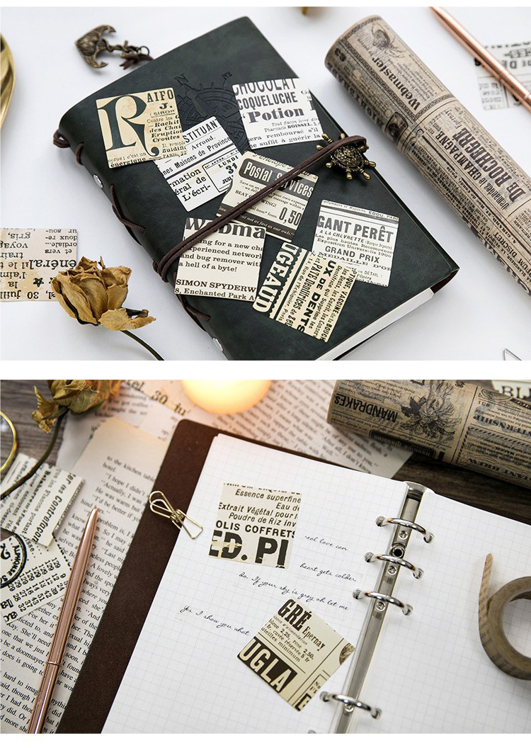 Sticker chủ đề Hình Trang Báo - Hộp 45 miếng dán trang trí sổ tay Bullet Journal - M047
