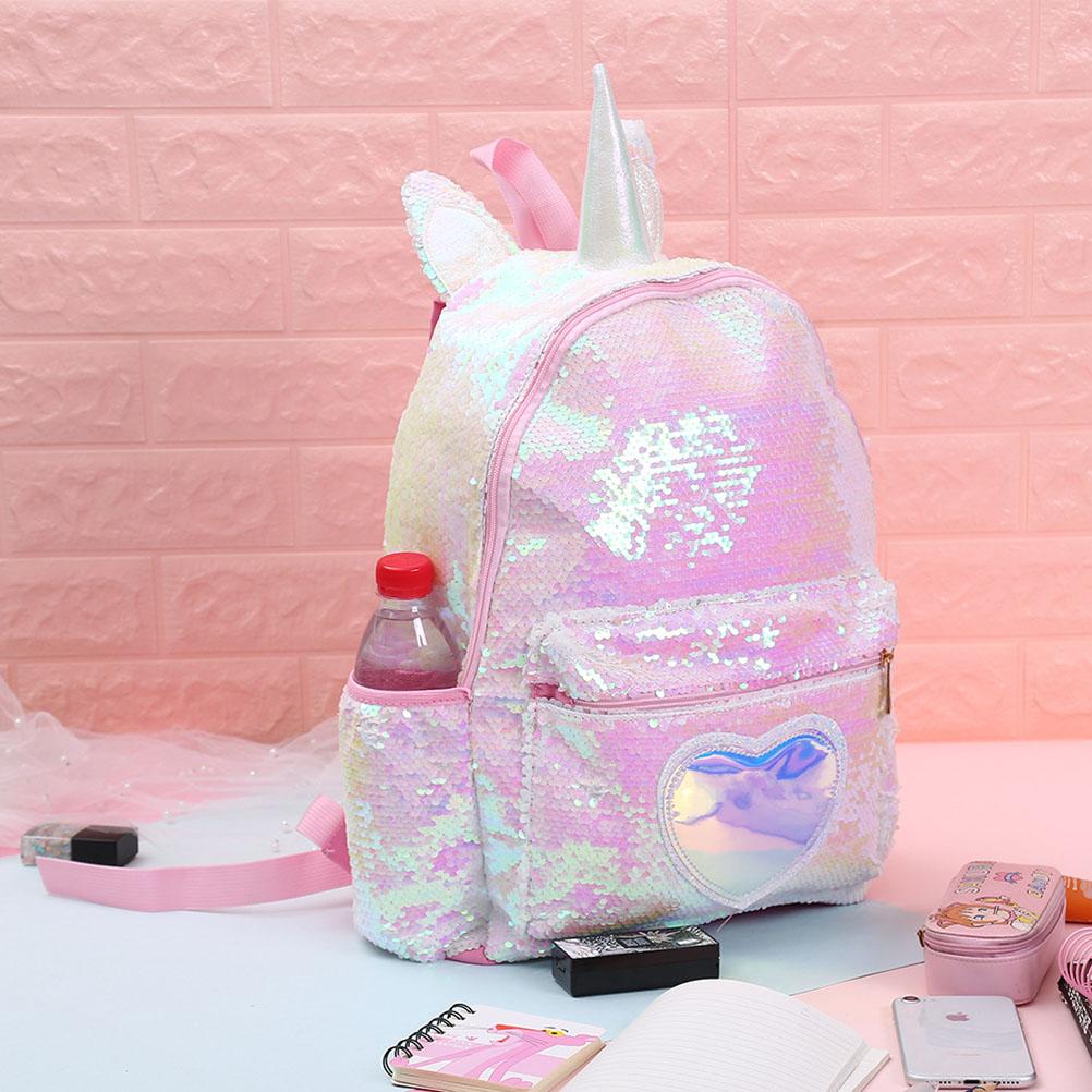 Kim sa lấp lánh Kỳ Lân Ba Lô Cô Gái Trẻ Em Học Túi Trẻ Em SCHOOLBAGS Dành Cho Thiếu Niên Trái Tim Đáng Yêu Giày Du Lịch