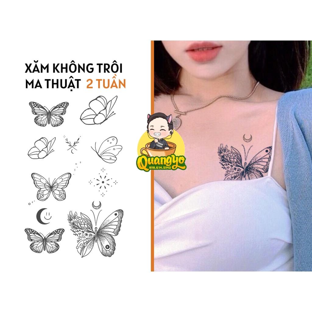 Hình xăm không trôi chủ đề bướm đêm, mặt trăng, chống nước 15 ngày, xăm ma thuật, Xăm giống Inkaholic