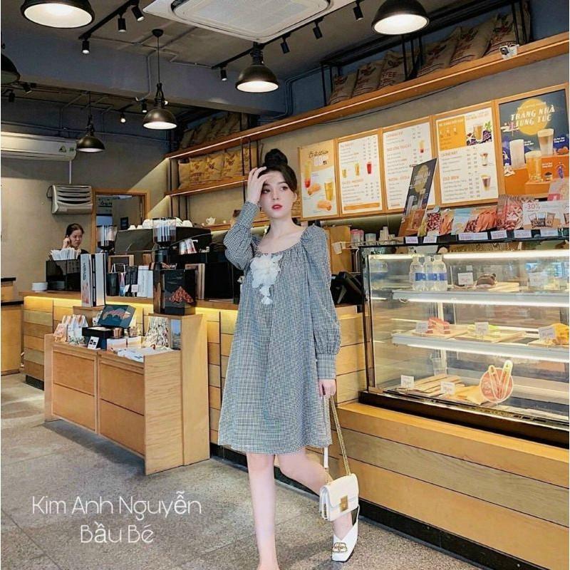 ĐẦM SUÔNG CARO TAY PHỒNG SIÊU ĐẸP