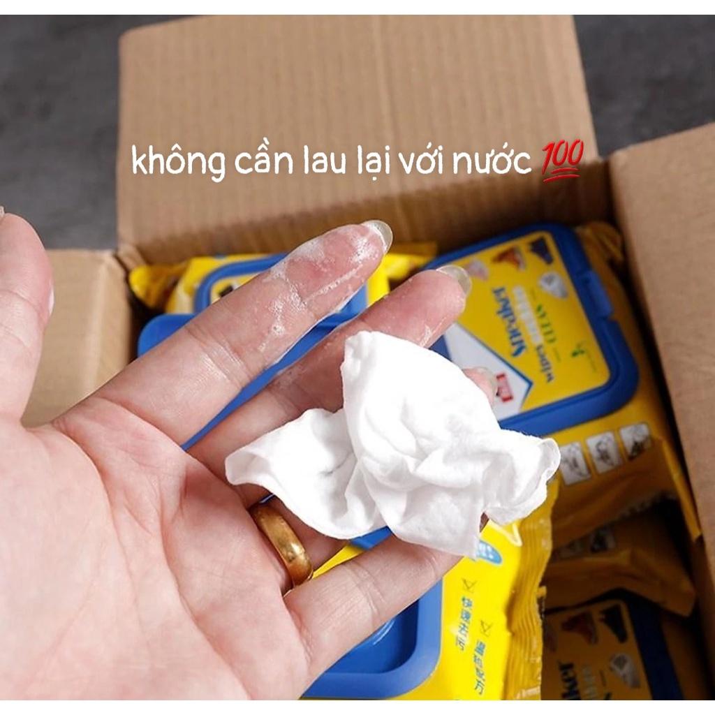 Khăn lau giày sneaker siêu sạch hộp 30 tờ siêu hot, Giấy ướt lau giày không hoá chất làm hại da tay, vải giày