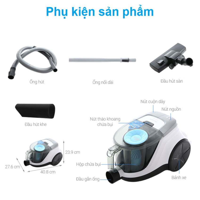 Máy hút bụi thương hiệu cao cấp Philips XB2023/81, Serial 2000, công suất 1500W - Hàng Nhập Khẩu