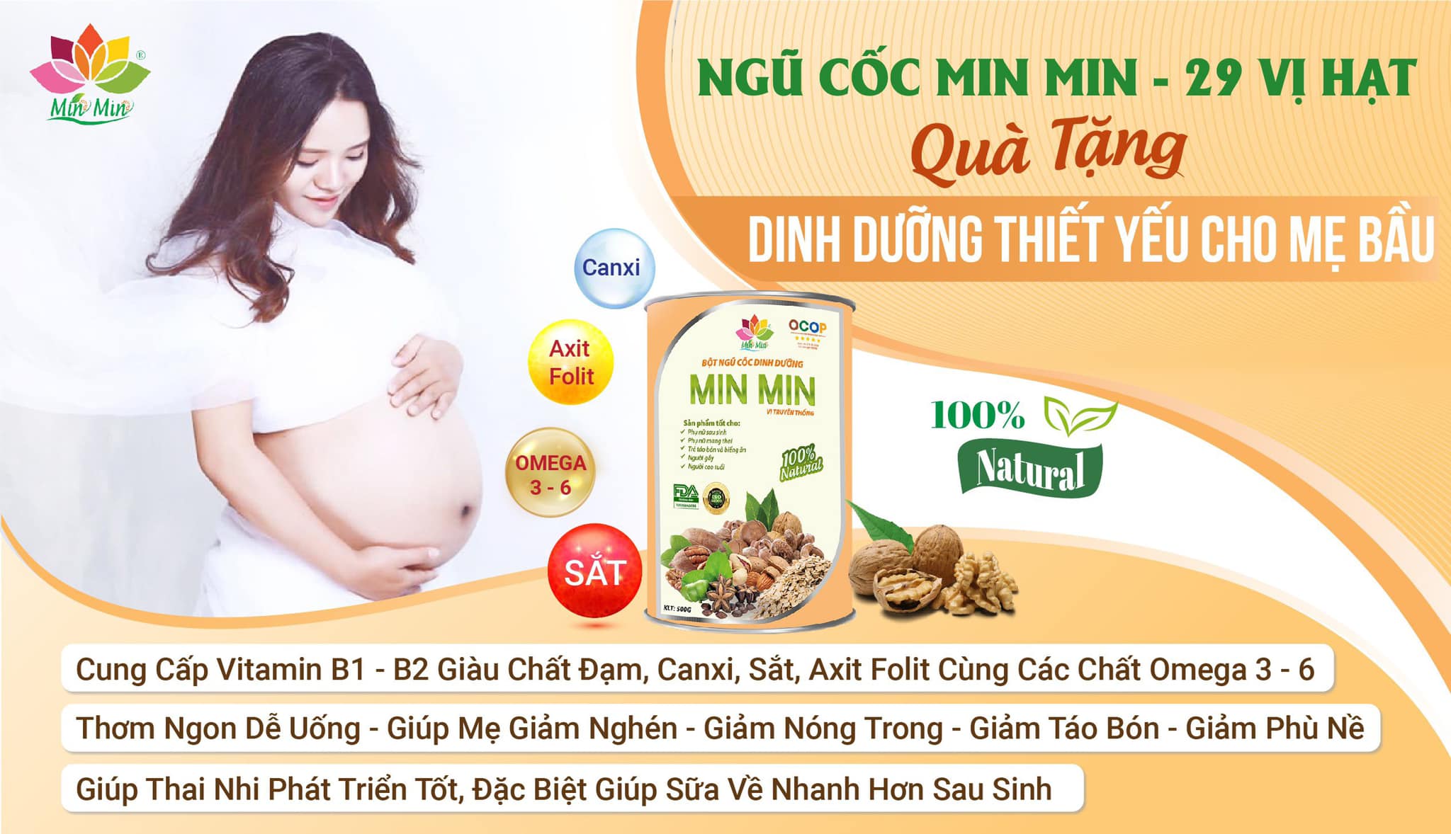 Ngũ Cốc Lợi Sữa , Bầu Min Min [Combo 3 Hộp] tặng ly sứ cao cấp