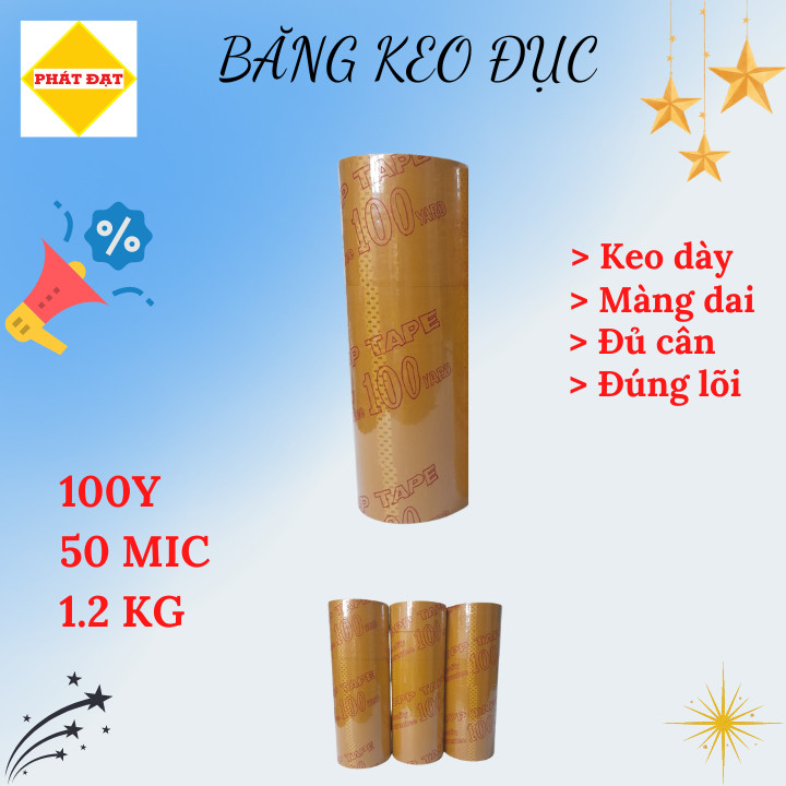 Băng keo đục 1,2Kg, 100 Yard, Lõi 5Li, keo dày, màng dai, đủ cân, đúng lõi, giá xưởng, hàng có sẵn giao ngay