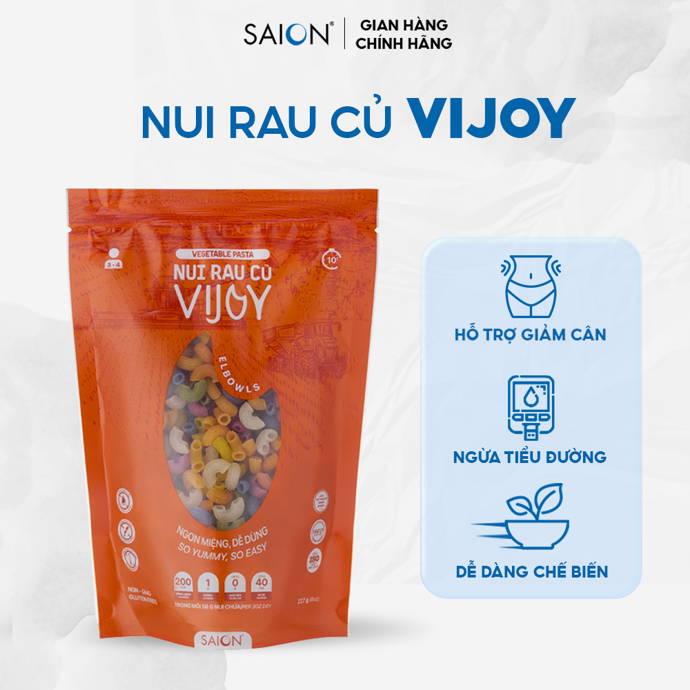 Nui Rau Củ Ngũ Sắc Ống Ngắn VIJOY Túi 227g