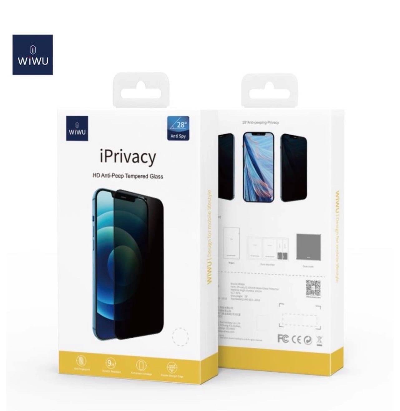 Kính Cường Lực Chống Nhìn Trộm WiWU iPrivacy Dùng Cho iPhone 11 / iPhone 12 / iPhone 13/ iphone 14  Chống Trầy Xước, Bảo Mật, Dễ hấp Phụ - Hàng Chính Hãng