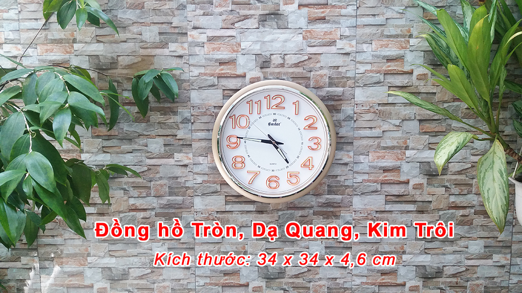 Đồng hồ Eastar Tròn Cổ điển có Dạ quang (*) - Kim trôi Êm ái, không gây tiếng động