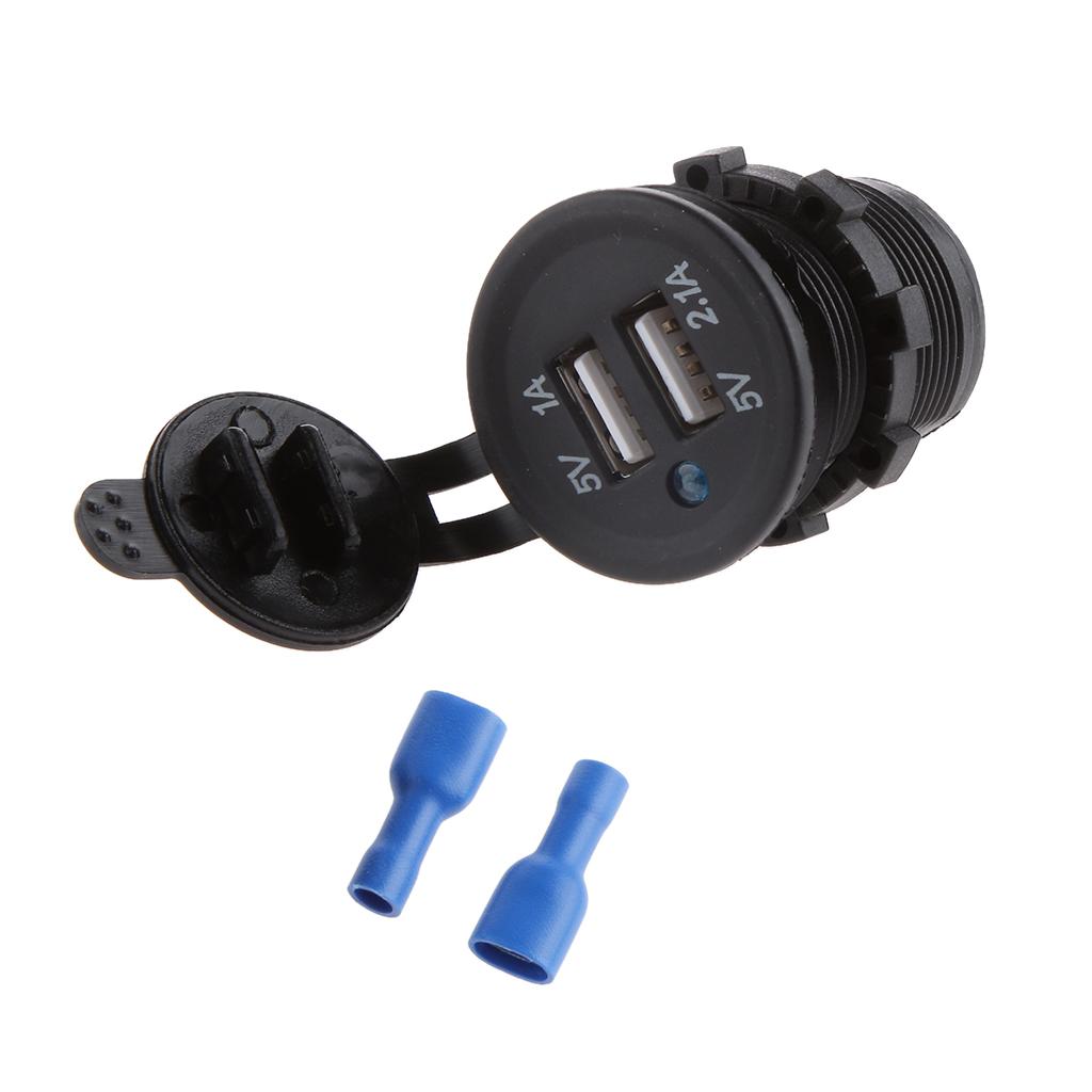 Waterproof Dual USB Motorcycle Car Power Adapter Charger Plug Socket