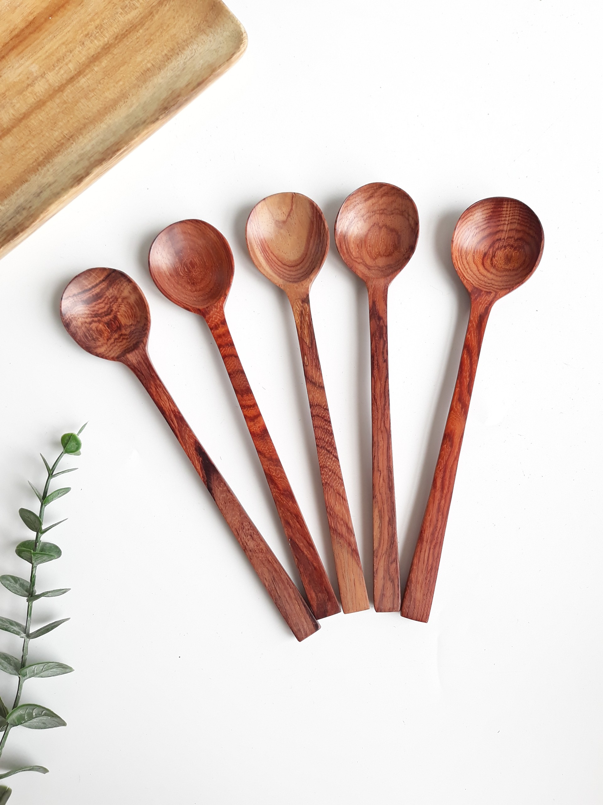 Thìa, muỗng gỗ cán dài miệng tròn 19.5 x 4 cm