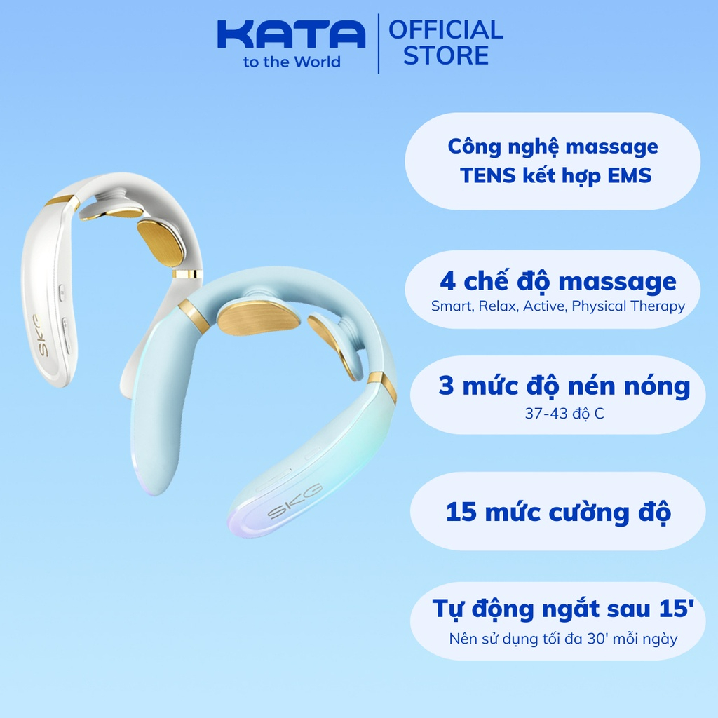 Máy Massage Cổ SKG K6E- Tấm điện cực mạ vàng 24K mát-xa cho da nhạy cảm, không gây mẩn ngứa, khó chịu