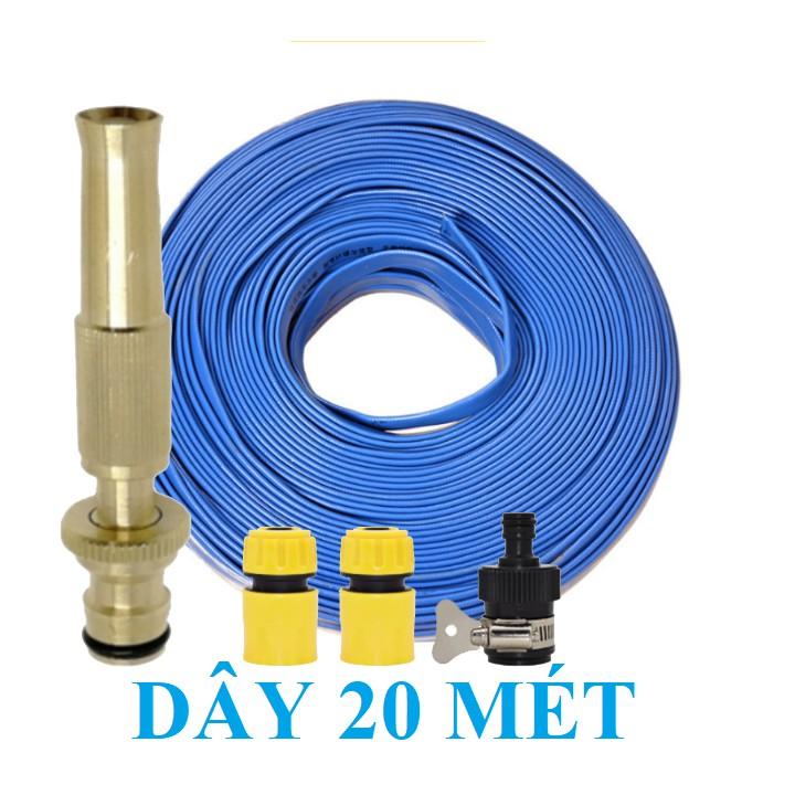 Bộ dây vòi xịt nước rửa xe, tưới cây . tăng áp 3 lần, loại 20m 206701-1 đầu đồng,cút,nối đen + tặng đai TL