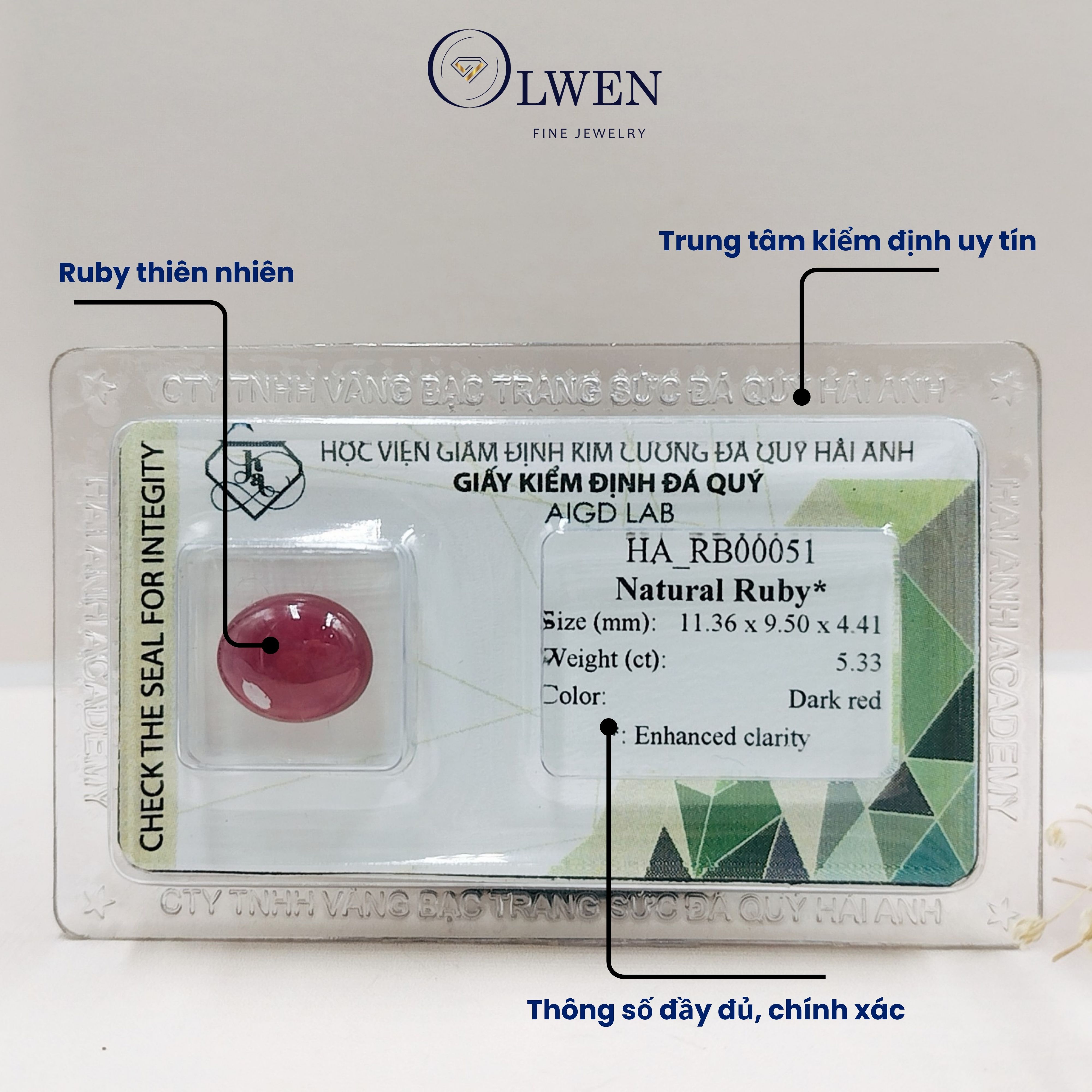 Viên đá Ruby thiên nhiên kiểm định AIG_HA-RB00051