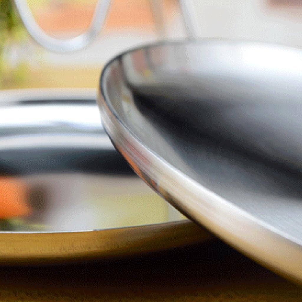 4pcs Stainless Steel Flat Dish Plate Insulated Thick Platter for BBQ