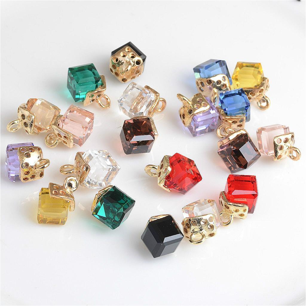 20 Pieces Multicolor Acrylic Cube Charms Pendants for DIY Jewelry Making Crafts