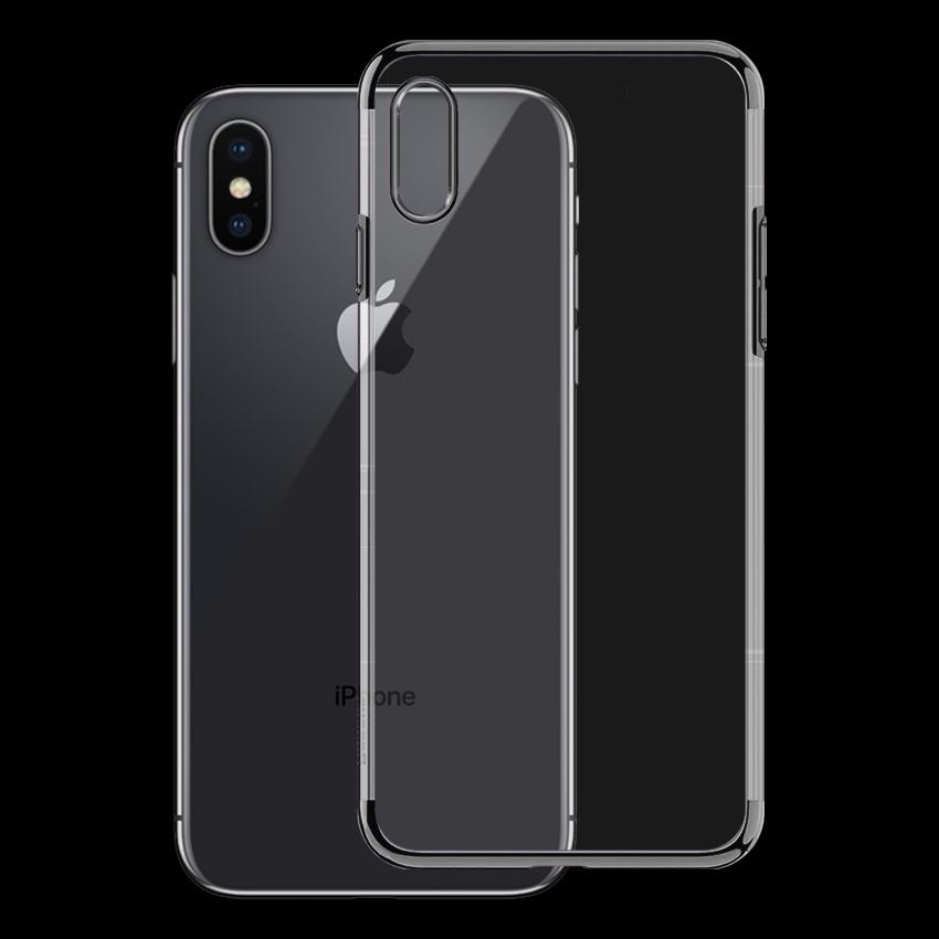 Ốp lưng cho Iphone X / XS - Ốp dẻo viền mạ màu Đen ánh kim - Hàng Chính Hãng