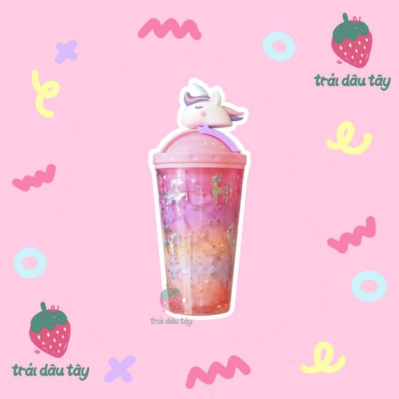 LY GIỮ NHIỆT 2 LỚP HÌNH UNICORN CÓ ỐNG HÚT DẺO