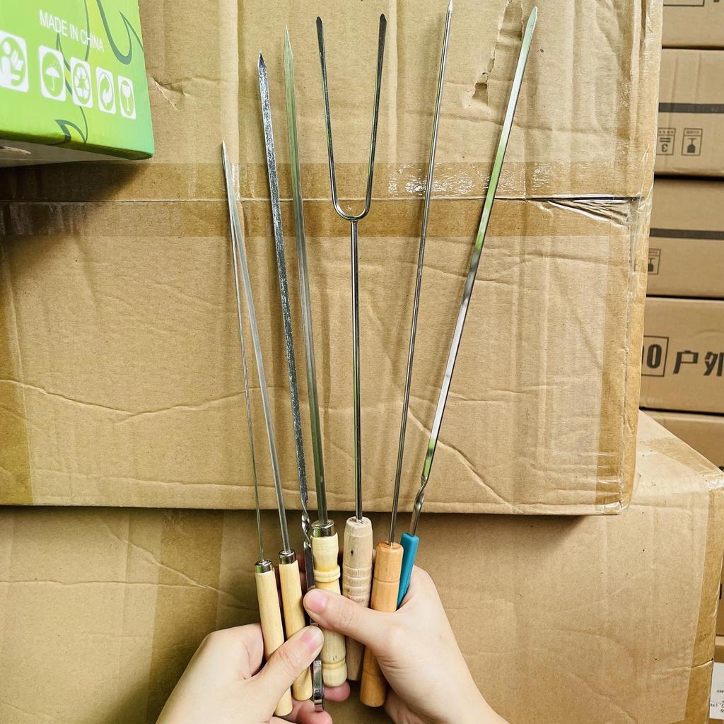 Xiên nướng thịt Inox, Que Xiên nướng, Xiên thịt chuôi gỗ - Model: XND30