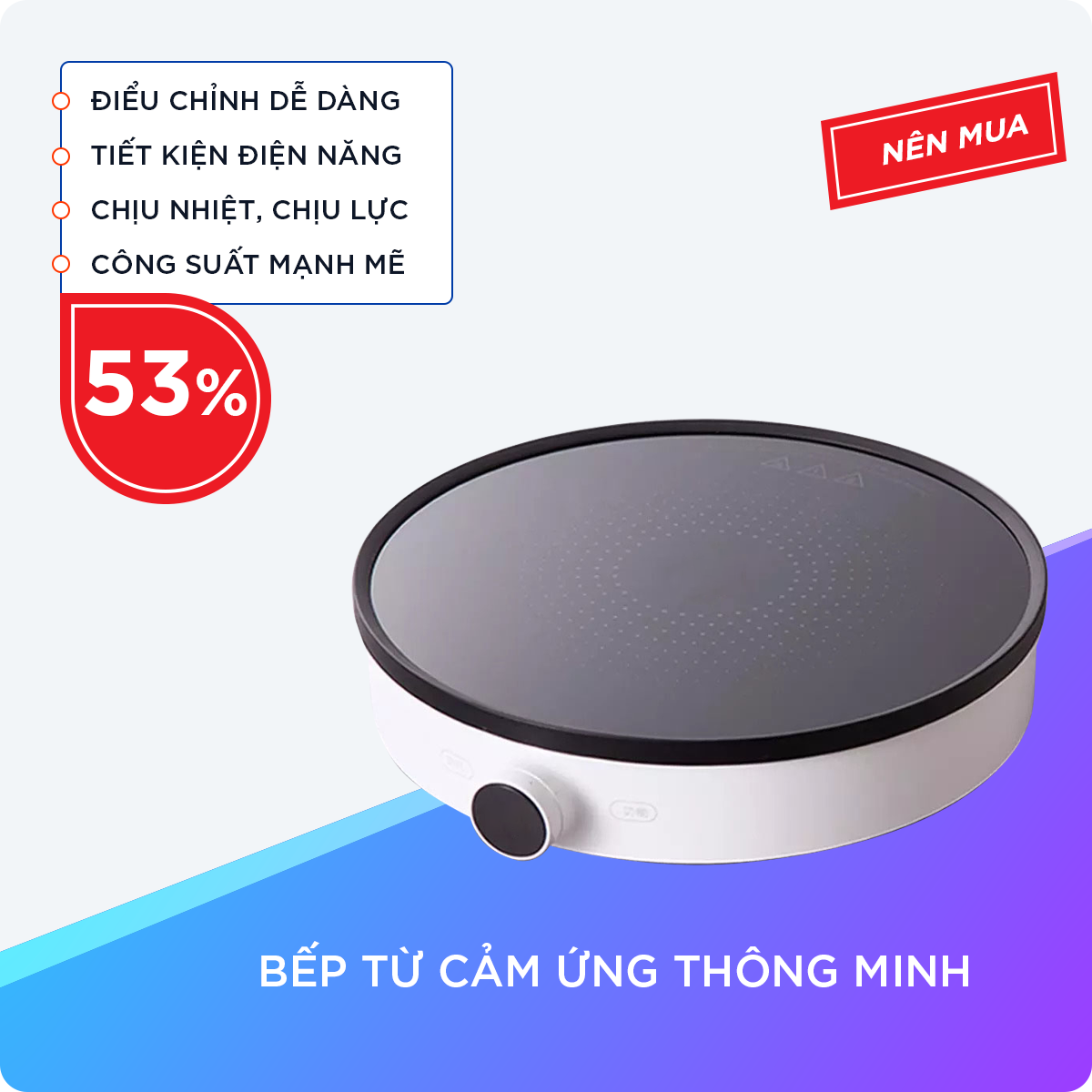 Bếp Điện Từ Cảm Ứng Công Suất 2100W Thông Minh Nấu Nướng Tiện Lợi An Toàn Cho Gia Đình