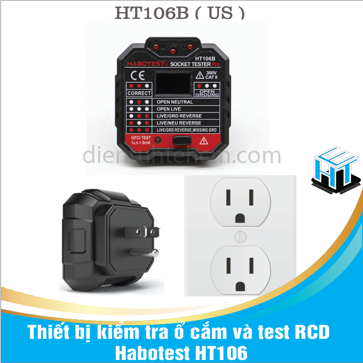 Thiết bị kiểm tra ổ cắm và test RCD Habotest HT106