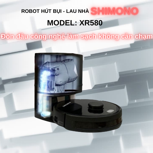 Robot Hút Bụi Lau Nhà Tự Thu Rác Shimono XR580 - Hàng Chính Hãng