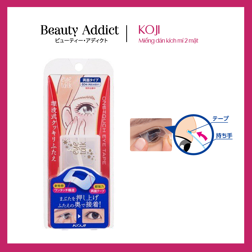 Miếng Dán Kích 2 Mí Nhật Bản Trong Suốt Koji One Touch Eye Tape, Độ Bám Bền