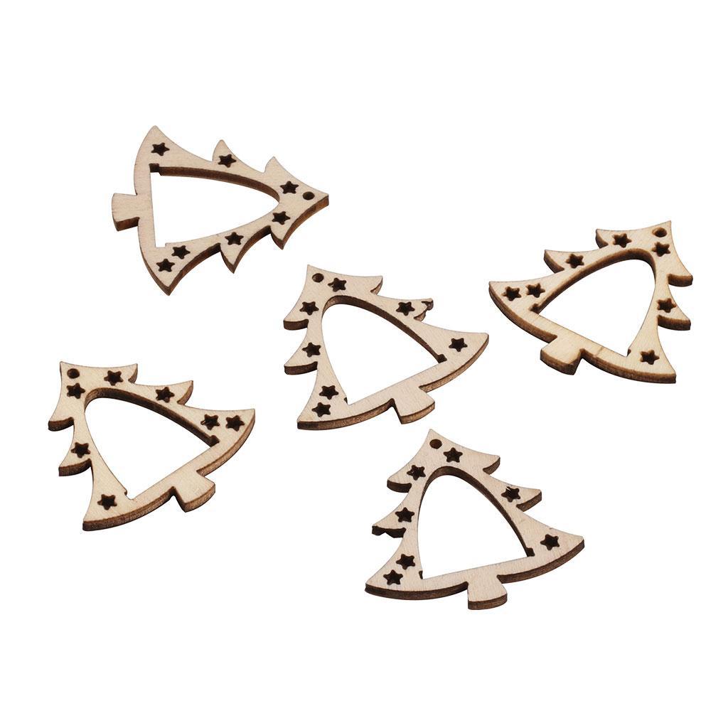 30 Pieces Hollow Cutouts Christmas Tree Ornaments Wooden Xmas Decorations Embellishment for DIY Craft Supplies Scrapbooking Card Making Christmas Ornaments